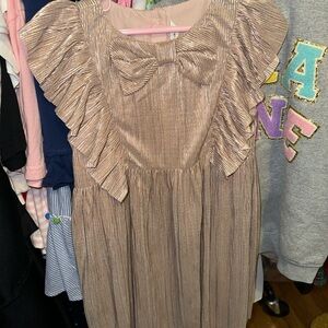 Janie and Jack Metallic Gold Kids Dress with Ruffle Sleeves